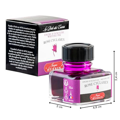 Herbin Fountain Pen Ink - 30ml Bottled - Rose Cyclamen - color: Rose Cyclamen, size: 1 fl oz