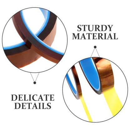 BESTonZON 2pcs Polyimide Heat Resistant Tape 5mmx35m Strong Adhesion and Heat Proof Protection for Electronic Repairs and 3D Printing Applications High Temperature Insulation Tape