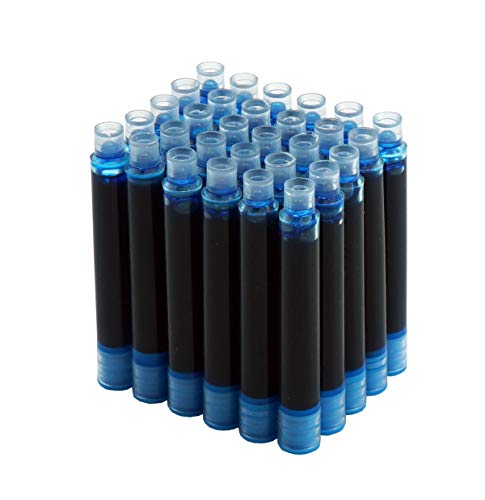 Asvine Hongdian Fountain Pen Light Blue Ink Cartridges, Set of 30 Refill Ink Cartridges, 3.4 mm Bore Diameter - color: Light Blue