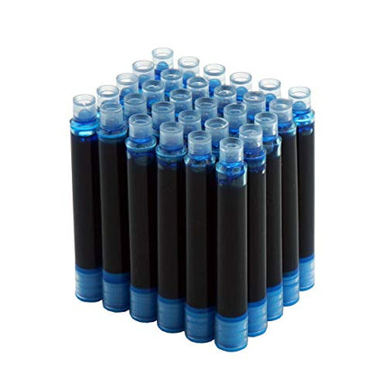 Asvine Hongdian Fountain Pen Light Blue Ink Cartridges, Set of 30 Refill Ink Cartridges, 3.4 mm Bore Diameter - color: Light Blue