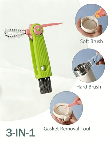 Baby Bottle Brush Set, 2Pcs Nylon Bottle Brush with Stand, 2 Hidden Nipple Brush, 2 Straw Brush, 1 Lid Brush, Bottles Brush Cleaner for Baby Bottle, BPA-Free(Green) - color: Green-nylon & Nylon Brush