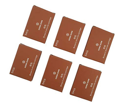 Asvine Hongdian Fountain Pen Ink Cartridges Brown Color, Set of 30 Refill Ink Cartridges, 3.4 mm Bore Diameter - color: Brown