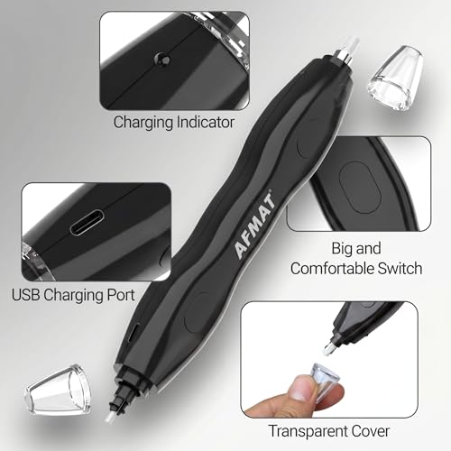 AFMAT Electric Eraser, with 140 Eraser Refills, Rechargeable Pencil Erasers for Artists, Electric Erasers for Drafting, Drawing, Painting, Sketching, Architectural Plans, Detailer Tool EE25(Black) - color: Black