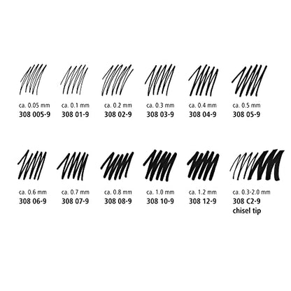Staedtler Pigment Liner, Fineliner Pen for Drawing, Drafting, Journaling, 0.3mm, Black, Box of 5 Pens, 308 03-9M - style: 0.3mm