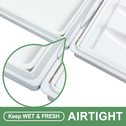 Falling in Art Airtight Leak-Proof Watercolor Palette, 24 Slightly Sloping Wells-3 Mixing Areas, 12 3/5 Inches by 6 2/7 Inches - size: 12.6" x 6.3" (24 Wells)