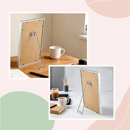 6 Pcs Adjustable Metal Picture Frame Easel Backs,Self Adhesive Photo Frame Stands for Frames,Stainless Steel Easel Back Supports for Photos Paintings Display,(Silver,9.06 x 2.17 Inch) - size: 6PCS Silver 9.06 x 2.17 Inch