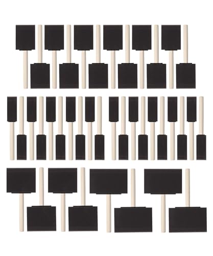 Bates- Foam Paint Brushes, 1”, 2”, 3" & 4”, 40 Pack Wooden Handle | Sponge Brushes for Painting Staining Varnishes Gluing and DIY Craft Projects on Wood Metal & More - color: Black, size: 1”, 2”, 3” & 4”, 40 Pack