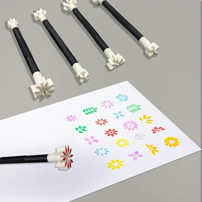 7 Pack Flower Petal Dotting Tools Set, Mandala Dot Art Tools for Rocks Painting, Ceramic & Glass, Includes 10 Different Embossing Tips for DIY Decorating Cakes and Cookies (6 Inch)