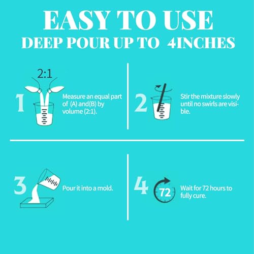 Deep Pour Epoxy Resin 1.5 Gallon 2-4" Inch Pour Depth Low Viscosity Crystal Clear & High Gloss, Bubble-Free Casting 2:1 Mix Ratio Kit for Wood River Table Wood Filler Bar Top Resin Art Crafts - size: 1.5 Gallon