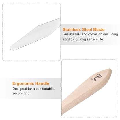 HARFINGTON Palette Knife Painting Tool 7.48" Stainless Steel Blade Spatula Painting Pallet Knife Beech Wood Handle for Oil Acrylic Canvas Color Mixing - size: 16mmx190mm