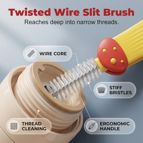 3 in 1 Cup Lid Cleaning Brush, Multi Purpose Cup Lid Gap Cleaner Brush with Hanging Hole, Soft Hard Bristle Cleaning Tool for Water Bottle Kettle Pacifier Home Kitchen Deep Cleaning (Pink) - color: Pink