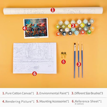 TUMOVO ‌Paint by Numbers Kit for Adults Red Eyed Tree Frog Painting Tropical Rainforest Wildlife DIY Art with 16x20 Inch Canvas Acrylic Paints and Brushes Unique Nature Themed Gift Idea‌ - color: Artwork-05
