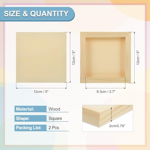 MECCANIXITY 2 Pack Wood Canvas Boards, 5x5 Inch Art Canvases Square Unfinished Wood Panel for Painting, Crafts, DIY Projects, Pouring Art - size: 5x5 Inch