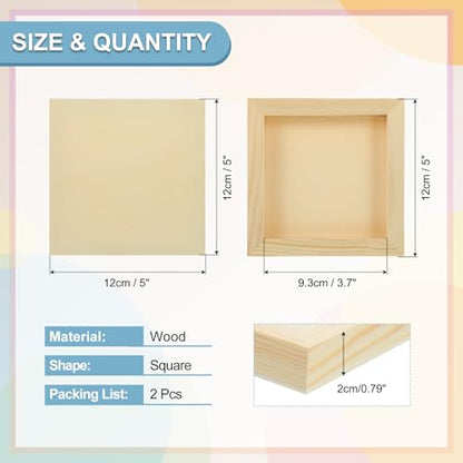 MECCANIXITY 2 Pack Wood Canvas Boards, 5x5 Inch Art Canvases Square Unfinished Wood Panel for Painting, Crafts, DIY Projects, Pouring Art - size: 5x5 Inch