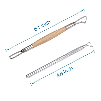 COMIART 12PCS Clay Sculpting Ribbon Tools Set - Double-Ended Pottery Carving Tools for Beginners & Professionals, Wood & Stainless Steel Handles for Ceramic Modeling, Sculpting & Shaping