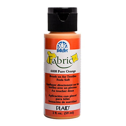 FolkArt 4408 Fabric Brush On Acrylic Paint, 2 oz, Pure Orange - color: Pure Orange