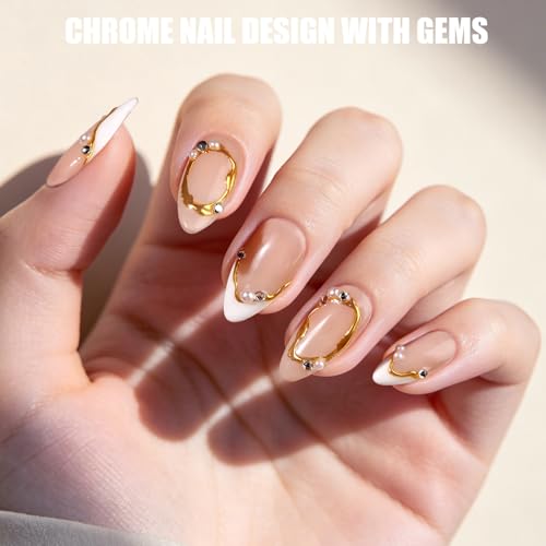 Teenitor Acrylic Nail Kit With Chrome Powder, Almond Tips, Art Brushes, Charms, 3D Gel, Tools, Stand - Beginner Set