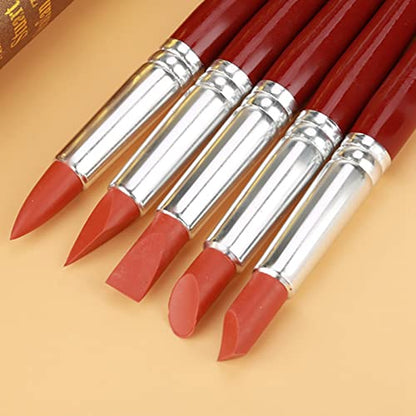 5Pcs Silicone Tip Clay Carving Tools, Pottery Sculpting Kit for Ceramics Shaping, Detail Modeling Tool Set with Smooth Handle for Precision Control
