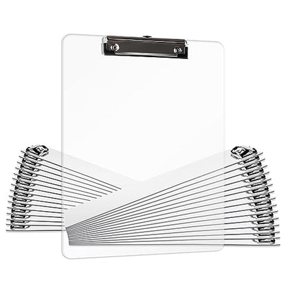 Plastic Clipboards Set of 30, A4 Acrylic Clear Board 8.5x11 | Transparent Letter Size 9" x 12.5" for Classroom, Students,Office & School Supply