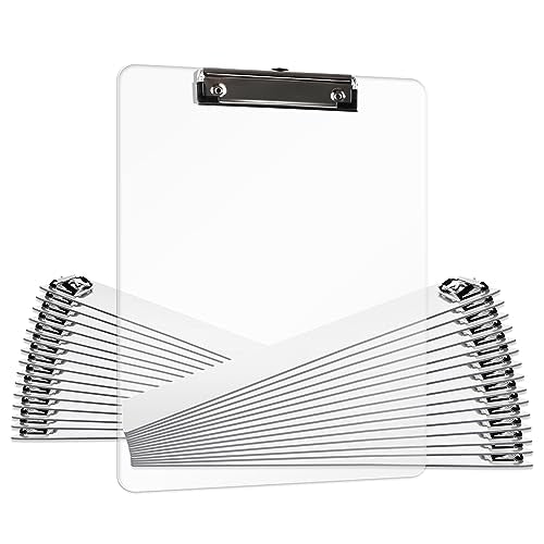 Plastic Clipboards Set of 30, A4 Acrylic Clear Board 8.5x11 | Transparent Letter Size 9" x 12.5" for Classroom, Students,Office & School Supply