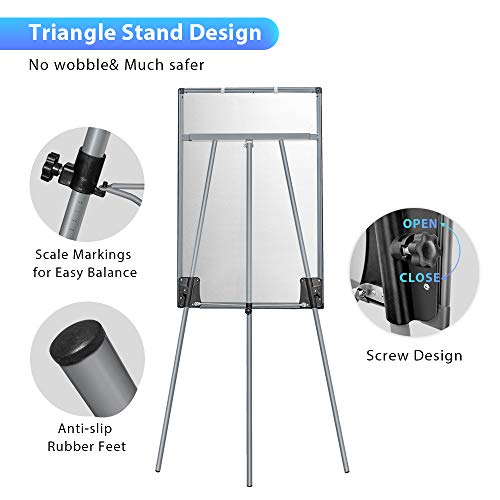 Easel Whiteboard - Magnetic Portable Dry Erase 36 x 24 Tripod Height Adjustable, 3' x 2' Flipchart Easel Stand White Board for Office (36x24 Gray) - style: 36x24 Gray