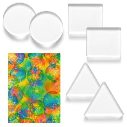 Ripeng 6 Pack Monoprinting Print Plates 3 Inch Small Gel Printing Plates Reusable Circle Triangle Square Printmaking Supplies for Art for Card Making Scrapbooking Arts and Crafts