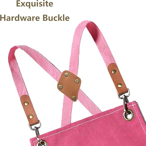 AFUN Aprons for Men Women with Large Pockets, 16-Ounce Cotton Canvas Cross Back Apron - color: Pink