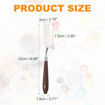 HARFINGTON 2pcs Palette Knife Painting Tool 2.95" x 0.79" Stainless Steel Art Spatula Pallet Knives Scrapers Tools with Plastic Handle for Acrylic Oil Canvas Mixing Spreading, Red/Silver - size: 2.95" x 0.79"