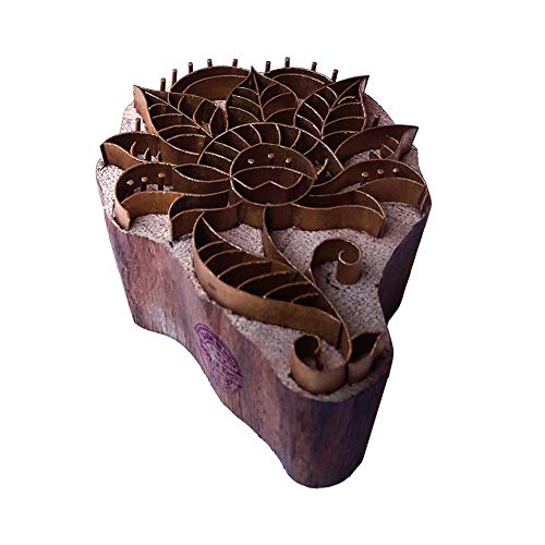Arty Crafty Print Stamp Brass Lotus Shapes Wooden Clay Block - size: BSCtag012