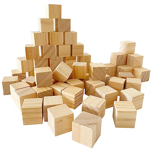 MUXGOA Unfinished Wooden Cubes,Pack of 50 Wood Blocks for Crafting,1 Inch Wood Square Blocks for Crafts Making & DIY Projects & Decor - color: Pack of 50, size: 1 inch