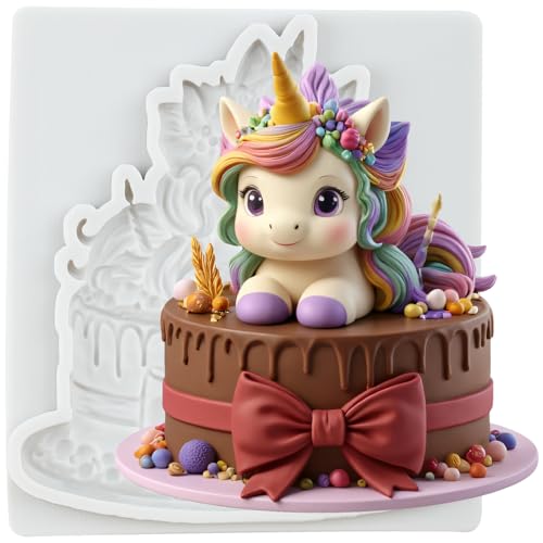 Unicorns Polymer Clay Mold Unicorns and Birthday Cake Silicone Molds for DIY Crafts Epoxy Resin Casting Air Dry Polymer Clay Plaster Jewelry Making - color: Style F