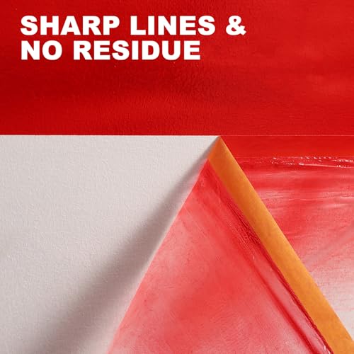 Painters Plastic Roll, Drop Cloth for Painting, 43" x 65', 6 Rolls | Paint protection film, plastic sheeting cover for painting, clear tarp waterproof, floor protector, carpet & furniture cover - size: 43in x 65Ft