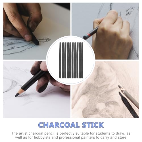 20pcs Compressed Charcoal Sticks for Drawing 7-9mm Diameter Professional Vine Charcoal Pencils Students Sketching Shading Art Supplies