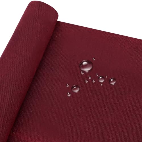 MAYJOYDIY 1 Yard Dark Red Cotton Waxed Canvas Fabric, 59 Inch Antique Finish Waxed Oilskin Cloth Durable Cotton Fabric for Canvas Bag Sewing Crafts Embroidery Handmade Home Decor - color: Dark Red