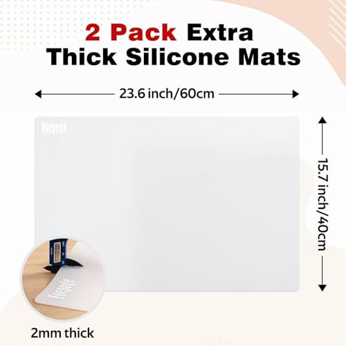 Silicone Cooktop Cover for Electric Stove - 2MM Extra ThickHeat Resistant Countertop Protector Mat - Ceramic Glass Cooktop Protector – Flat Range Top Shield, 23.6" x 15.7" Translucent (2-Pack)