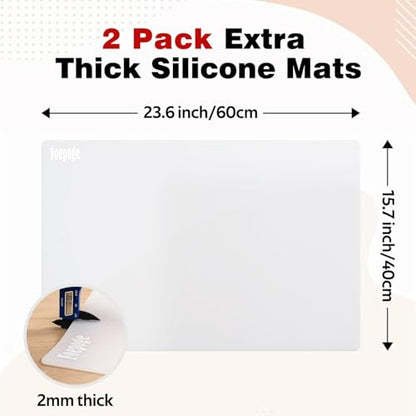 Silicone Cooktop Cover for Electric Stove - 2MM Extra ThickHeat Resistant Countertop Protector Mat - Ceramic Glass Cooktop Protector – Flat Range Top Shield, 23.6" x 15.7" Translucent (2-Pack)