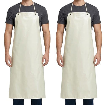 Xpose Safety Heavy Duty Vinyl Waterproof Aprons, White - For Home, Industrial and Commercial Use - Chemical Resistant - color: White, style: 2 Pack