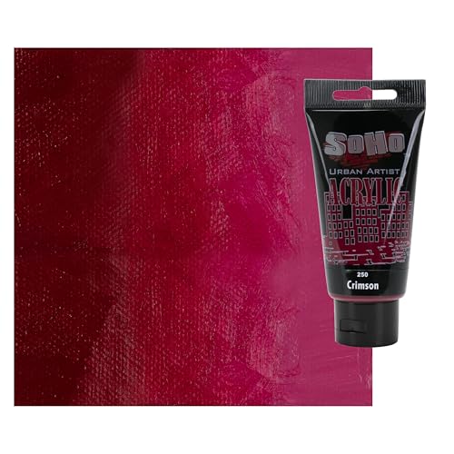 Soho Urban Artist Heavy Body Acrylic Paint - 75 ml Tube - Crimson - Thick, Rich Color, Excellent Coverage, Professional Quality - Artists Acrylic Paint - color: Crimson, size: 2.54 Fl Oz (Pack of 1)