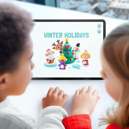 HEY CLAY Set - Colourful Modeling Air Dry Clay Kit for Kids 15 cans and Sculpting Tools with Fun Interactive Instructions App - Children 3+ (Winter Holidays) - style: Winter Holidays
