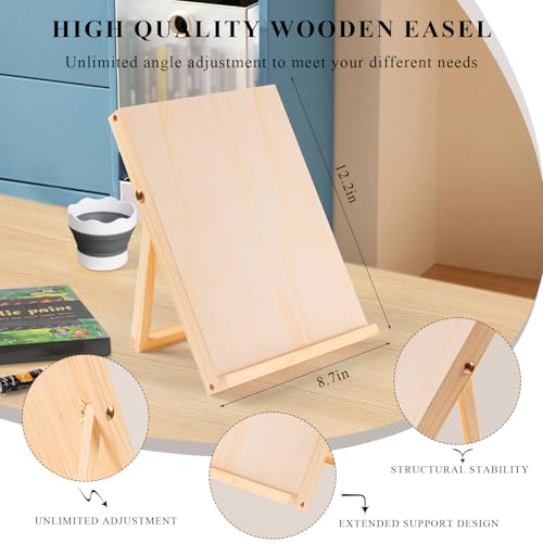 LEYEDZ 41PCS Acrylic Paint Set,Art Kit for Kids Adults Beginners | 24 Acrylic Paints,8 Brushes,5 Canvas Panels,Palette,Cup & Towel,Foldable Adjustable Table Easel for Home School Travel
