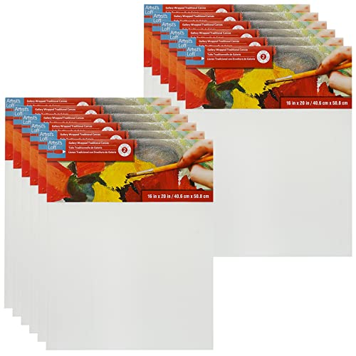 Artist's Loft 24" x 36" Level 2 Gallery Wrapped Traditional Canvas - Archival, Acid Free Cotton Canvas for Paint, Acrylic, & Oils - Bulk 12 Pack - size: 16 x 20