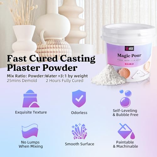 LET'S RESIN Resin Casting Powders 3000g, Fast Cured Casting Resin Kit for Beginners,20~30 Minutes De-Mold, Water Activated Plaster Powder Kit for Molds, Easy Mixing & Self Leveling - size: 3000g