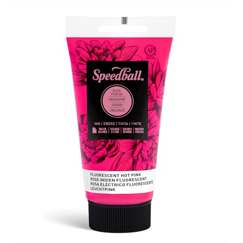 Speedball Water-Soluble Block Printing Ink, 2.5-Ounce Tube, Fluorescent Hot Pink - color: Fluorescent Hot Pink, size: 2.5 fl oz