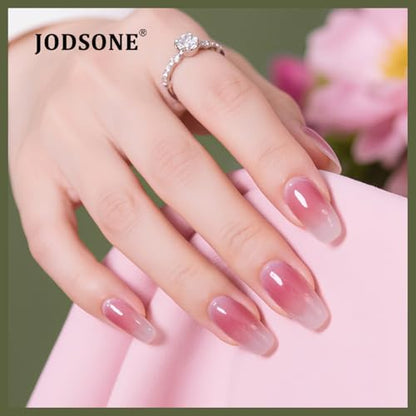 JODSONE 32 Colors Jelly Gel Nail Polish Kit with U V Light Crystal Transparent Classic Color 4 Functional Gel for All Seasons - color: 32KIT-M5M-Jelly