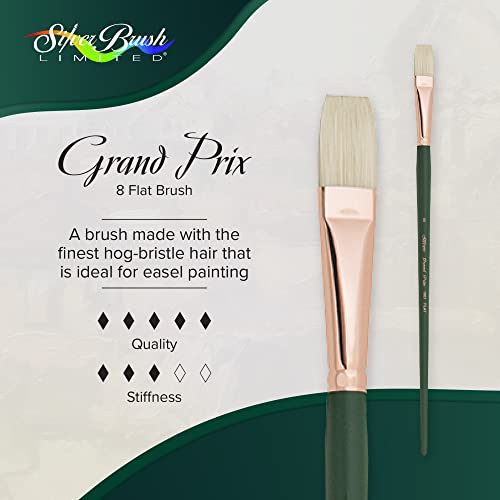 Silver Brush 1001-8 Grand Prix Premier Long Handle Hog Bristle Brush, Flat, Size 8 - size: Size 8