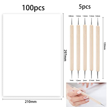 100 Pcs Carbon Transfer Paper with 5 Pcs Embossing Styluses Tools 11.7 X 8.3 Inch Copy Paper for Tracing Pattern on Wood Paper Canvas Cloth (White) - color: White