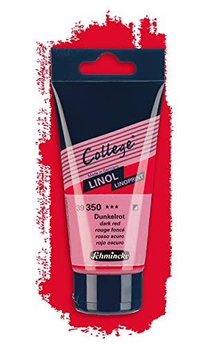 Schmincke - College Linol, artists' lino printing inks, dark red in 75 ml tube, 39350013, low-odour water-based lino printing ink, lightfast, even print - color: Dark red, size: 2.54 Fl Oz (Pack of 1)