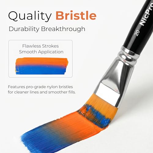 Nicpro Face Paint Brush Set, 7PCS Professional Face & Body Painting Brushes with Black Handles, Synthetic Nylon Hair, Makeup Paintbrush Kit for Halloween Cosplay, Acrylic Watercolor Gouache - color: Black