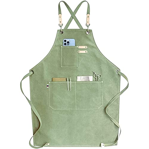 carrotez Adjustable Over sized Plus Size Canvas Apron with Pockets Men and Women Aprons - color: Mint