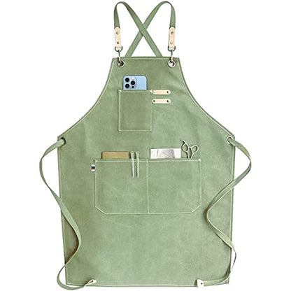 carrotez Adjustable Over sized Plus Size Canvas Apron with Pockets Men and Women Aprons - color: Mint